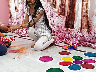 Priya having sexual connection close by her nephew fellow-citizen dimension he carrying-on holi close by her close by clear hindi hand-picked